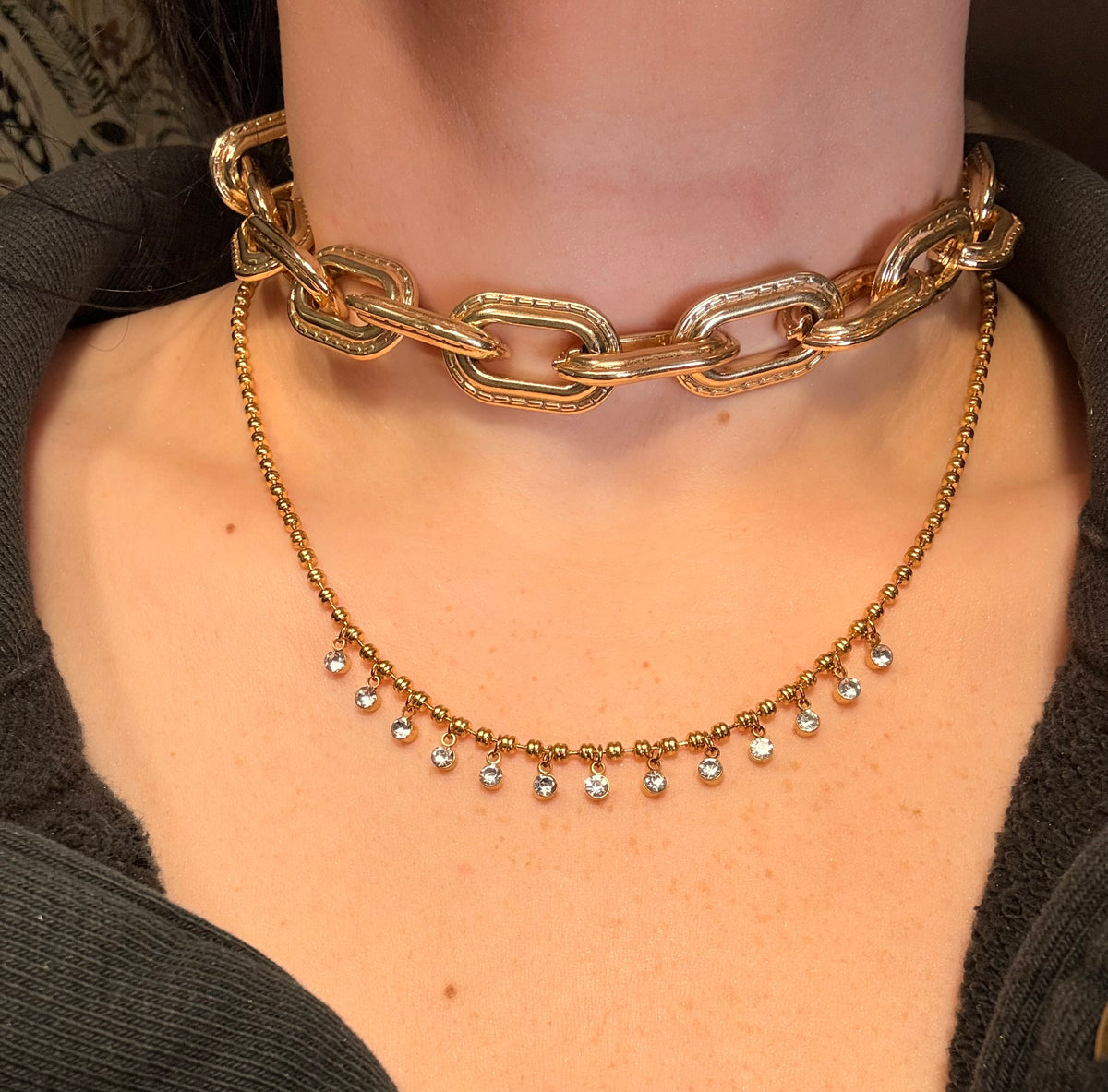 Multiple rhinestone necklace