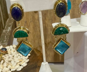 3 stones gemstone earrings