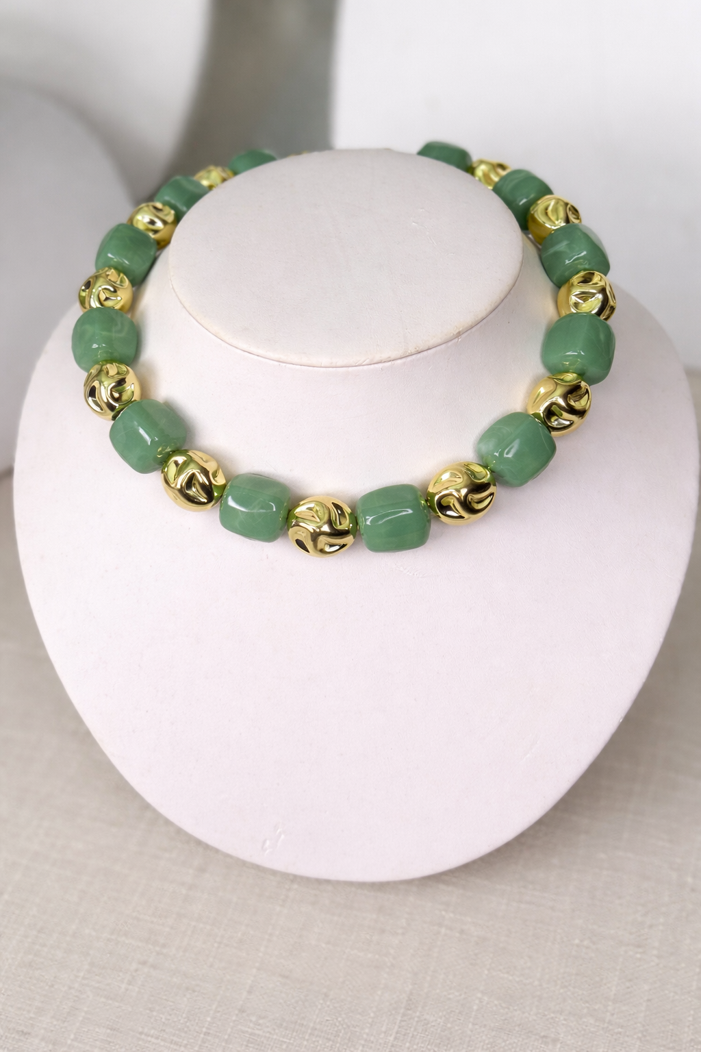 Sage green beaded necklace
