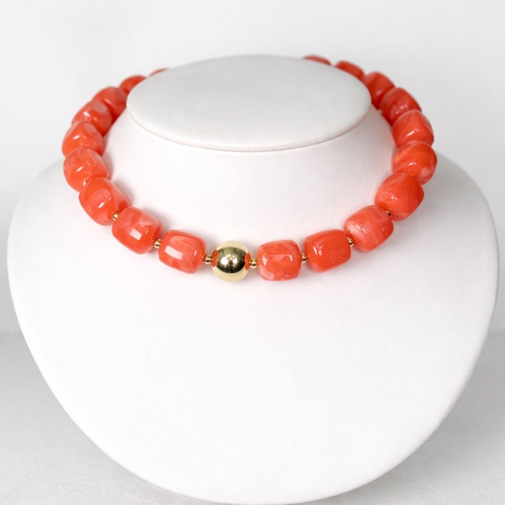 Coral beaded necklace