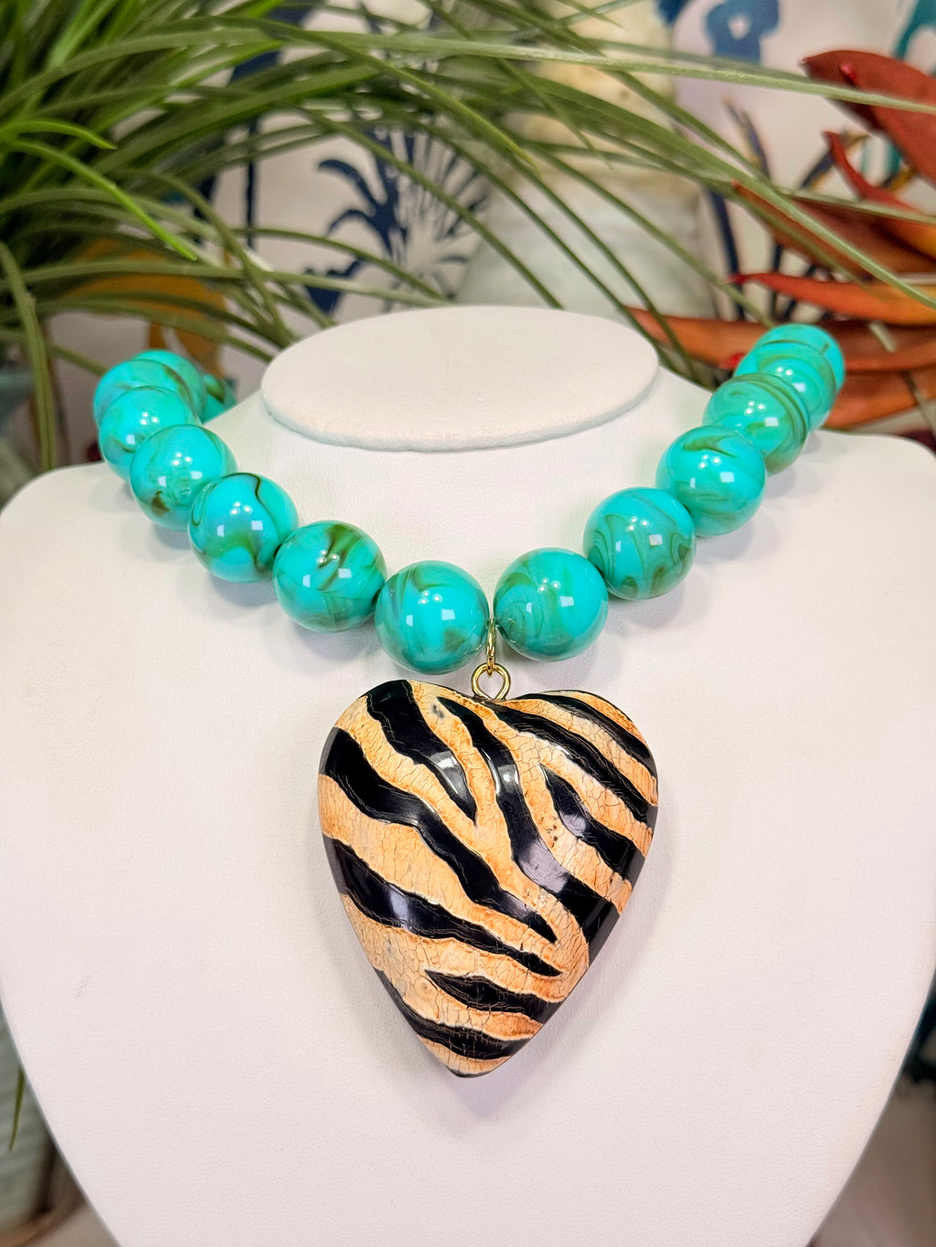 Zebra Heart Necklace