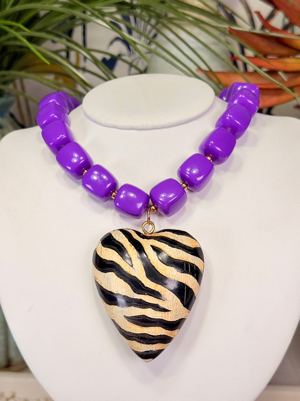 Zebra Heart Necklace