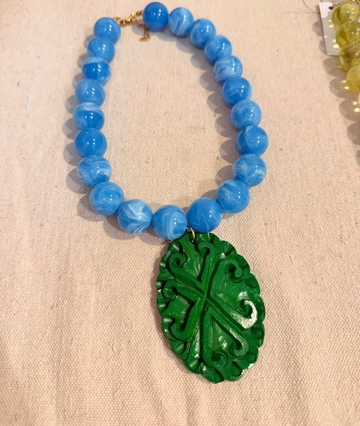 Beaded green statement necklace