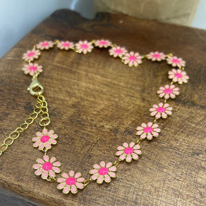 Pink daisy anklet
