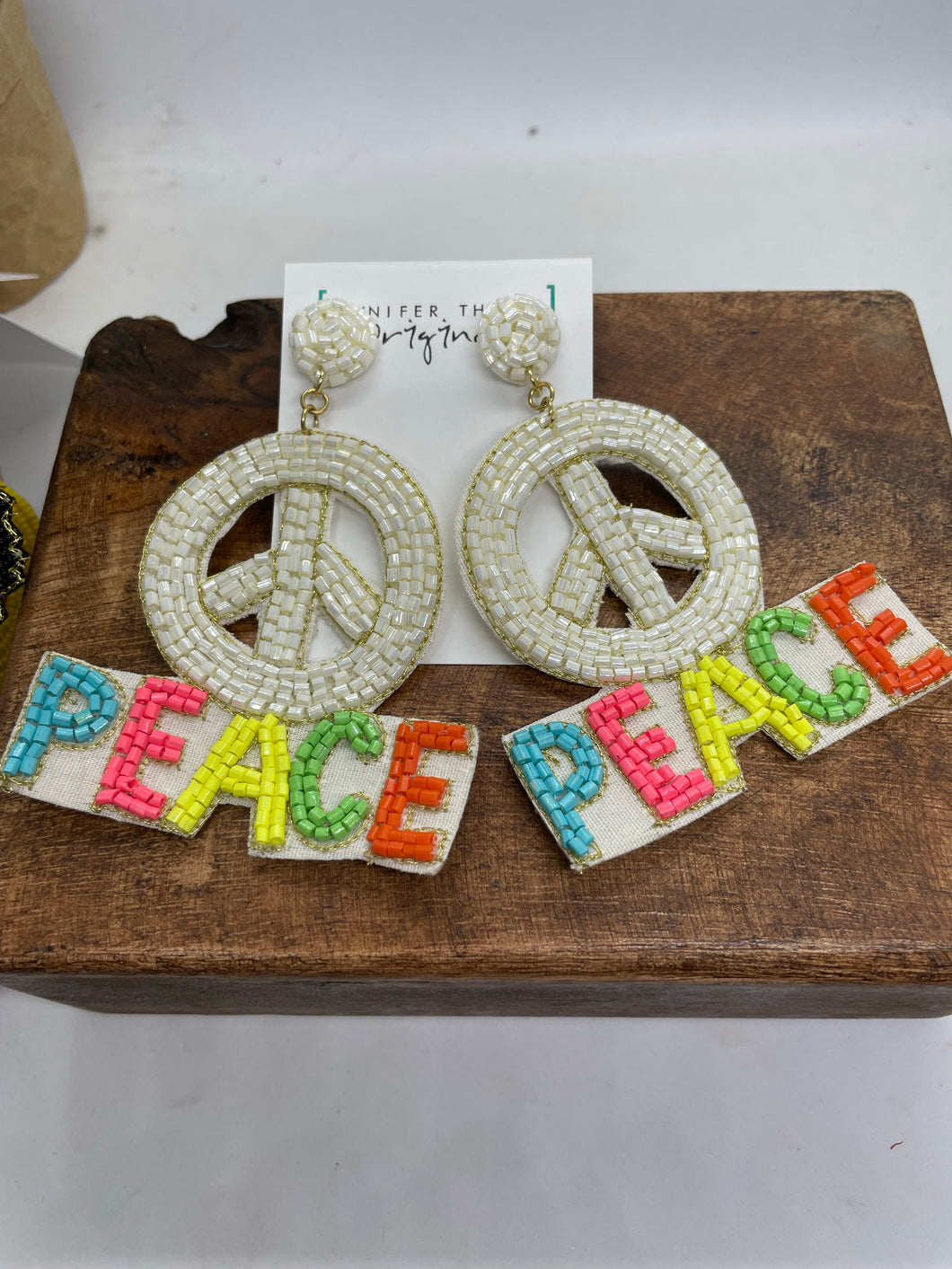 Peace beaded earrings