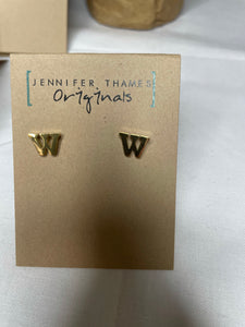 Gold initial studs
