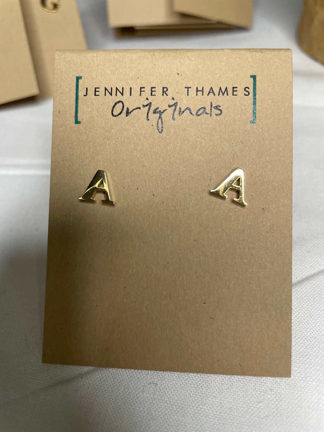 Gold initial studs